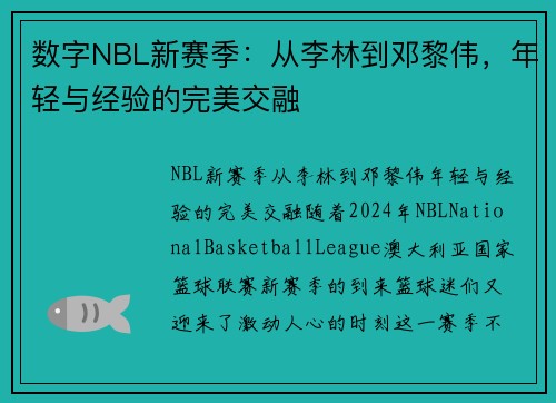 数字NBL新赛季：从李林到邓黎伟，年轻与经验的完美交融
